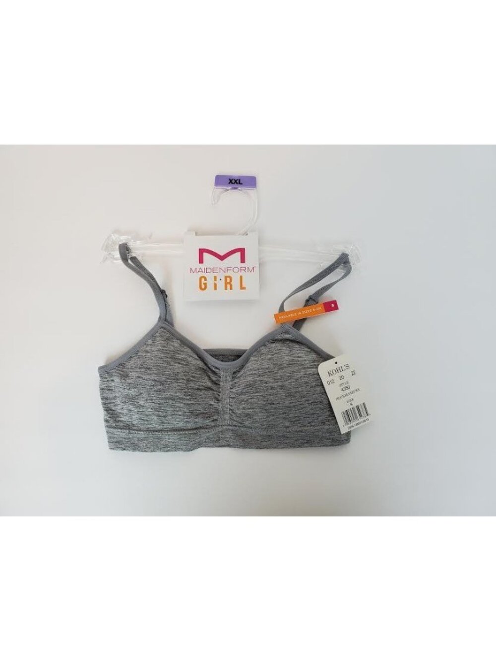 Maidenform Girl Heather Gray Basic Adjustable Strap Training Bra Size Small